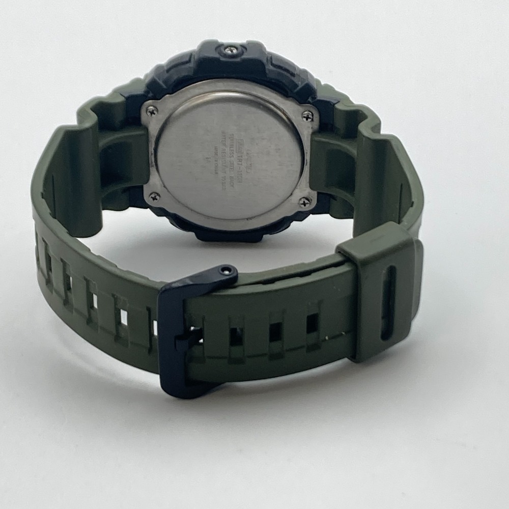 Casio Men's Watch 3463 TRT-110H Green Vibration Alarm 47mm Dual Time Mud Resist - Picture 12 of 16